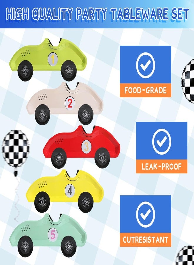 Chivertion 25 Pack Vintage Race Car Plates Disposable Paper Number 1-5 Birthday Plates Racing Car Party Decorations for Tableware Baby Shower Birthday Party Supplies - Image 3